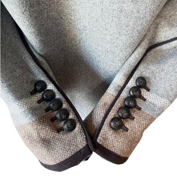 NWT Veronica Beard Flint Toggle Twill Dickey Striped Wool Duffle Pea Coat Size M - Picture 12 of 12